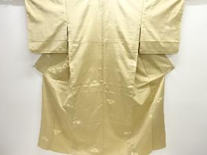 アンティーク　変わり青海波模様織り出し手織り節紬単衣着物